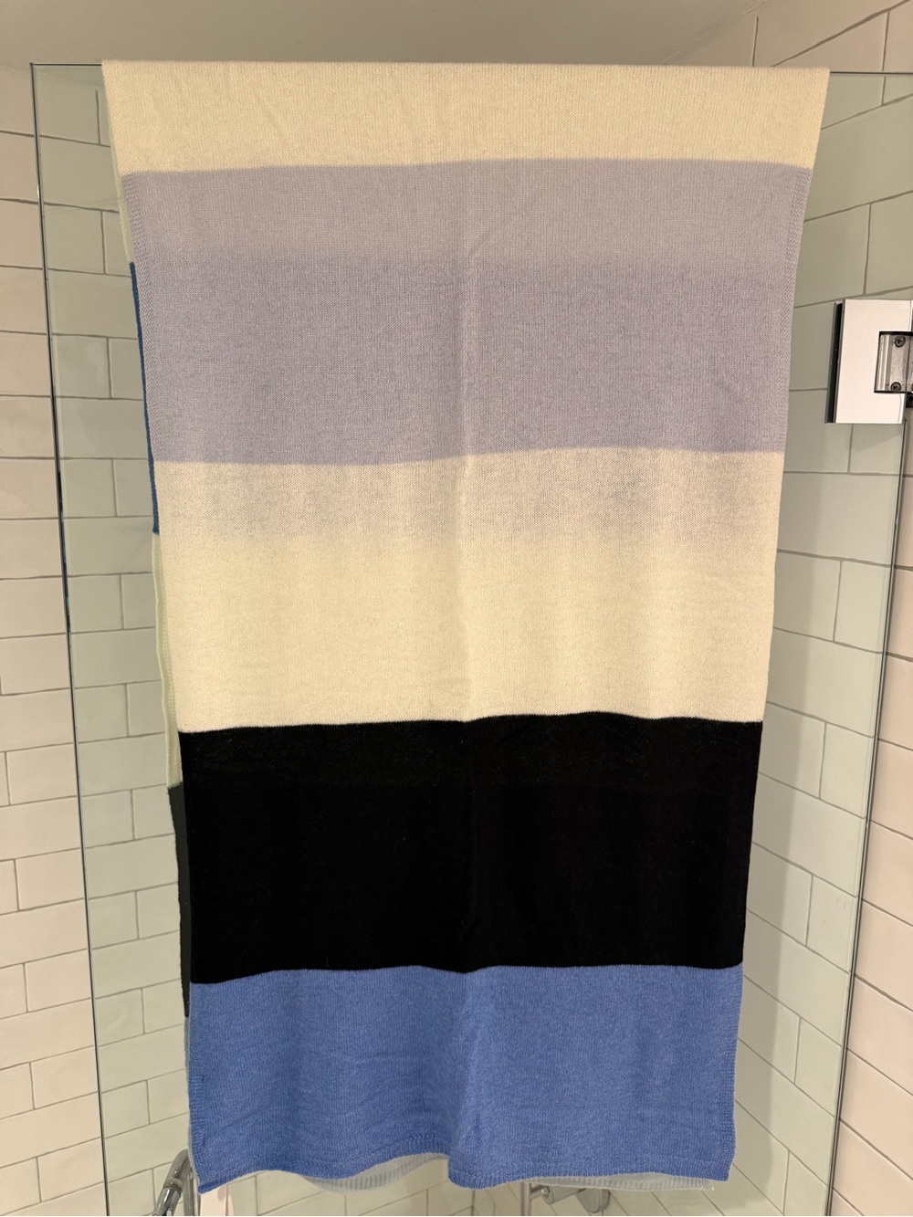The Cashmere Project Scarf NWT in Cream, Black & Blue